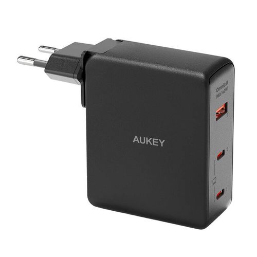 Wall charger Aukey PA-B7O, 1xUSB-A, 2xUSB-C, 140W GaN (black), Aukey PA-B7O Black