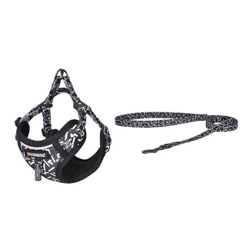Dogness cat leash 1,5m+harness walking set (black and white), Dogness CAT SET BLACK