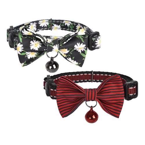 Collar set Dogness for cats 2 pcs (Daisy Black/Waterproof Red), Dogness COLLAR DAISY