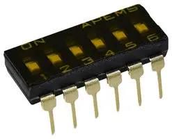 DIP SW, 6CKT, SPST-NO, 0.025A/24VDC, TH IKD0600000