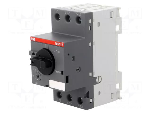 Motor breaker; 0.09kW; 208÷690VAC; for DIN rail mounting; IP20 ABB MS116-0.4