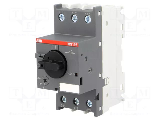 Motor breaker; 9kW; 208÷690VAC; for DIN rail mounting; IP20 ABB MS116-20