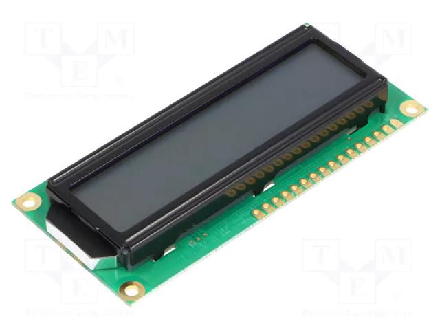 Display: LCD; alphanumeric; STN Positive; 16x2; grey; 80x36x10mm RAYSTAR OPTRONICS RC1602B2-GHW-CSX