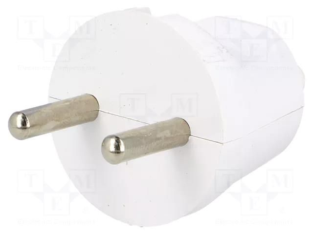 Connector: AC supply; male; plug; 2P; 230VAC; 16A; Type: round; white PLASTROL WT-20/WH