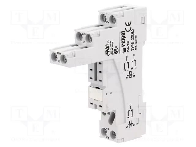 Socket; PIN: 8; 12A; 300VAC; on panel,for DIN rail mounting RELPOL GZM80
