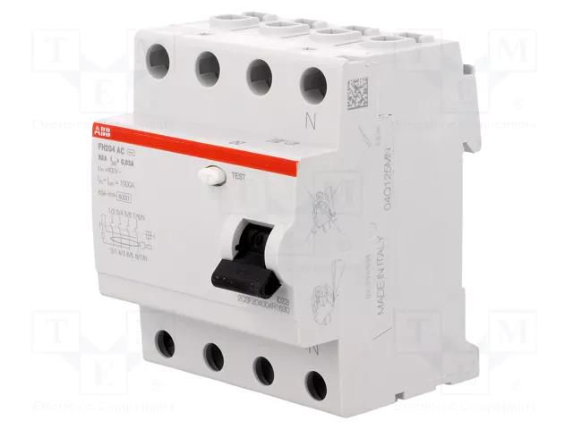 RCD breaker; Inom: 63A; Ires: 30mA; Max surge current: 250A; IP20 ABB FH204AC-63/0.03
