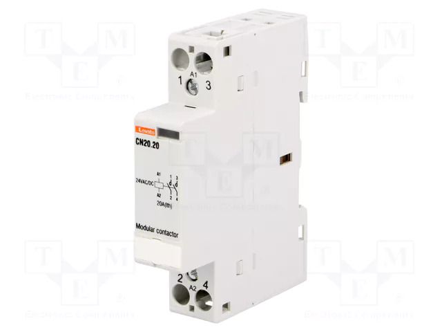 Contactor: 2-pole installation; 20A; 24VAC,24VDC; NO x2; CN20 LOVATO ELECTRIC CN2020024