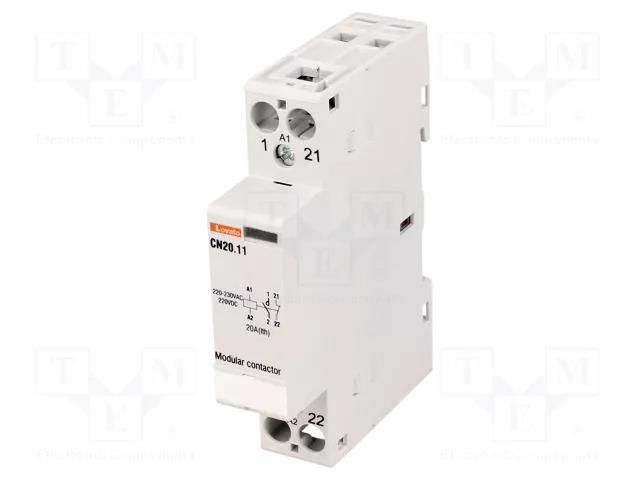 Contactor: 2-pole installation; 20A; 220÷230VAC,220÷230VDC; CN20 LOVATO ELECTRIC CN2011220