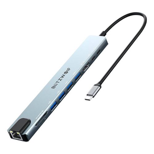 Docking Station Blitzwolf BW-TH5 10in1 USB-C (silver), BlitzWolf BW-TH5 10in1