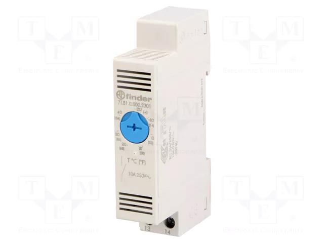 Sensor: thermostat; NO; 10A; 250VAC; screw terminals; 7±4 K; IP20 FINDER 7T.81.0.000.2301