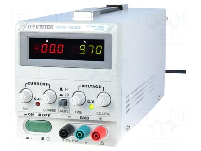 Power supply: laboratory; switching,single-channel; 0÷12VDC GW INSTEK SPS-1230