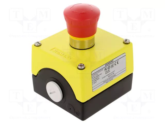 Control cassette; 3SU1.5; No.of butt: 1; mushroom; IP67; metal SIEMENS 3SU1851-0NB00-2AA2