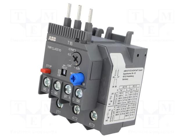 Thermal relay; Leads: screw terminals; 0.55÷0.74A; AF ABB T16-0.74