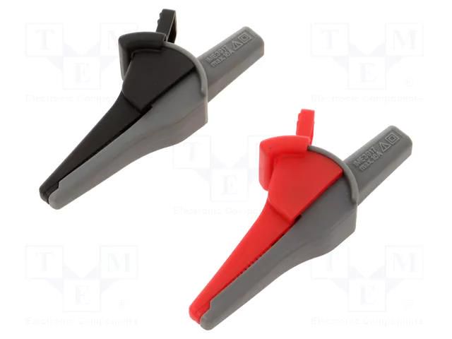 Crocodile clip; 16A; red and black; Socket size: 4mm; L: 94mm BEHA-AMPROBE KS4L