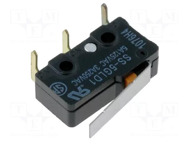 Microswitch SNAP ACTION; 5A/125VAC; with lever; SPDT; ON-(ON) OMRON Electronic Components SS-5GLD1