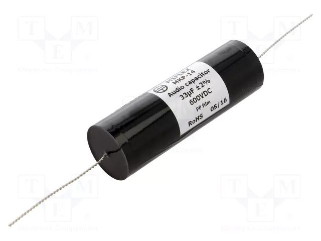 Capacitor: polypropylene; 33uF; 600VDC; ±2%; Ø36.4x112mm; THT MIFLEX MKP14-33U/600