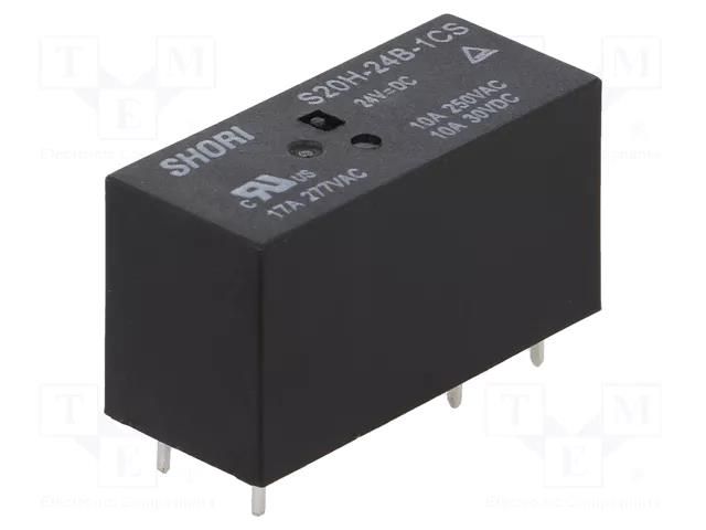 Relay: electromagnetic; SPDT; Ucoil: 24VDC; Icontacts max: 12A; S20 SHORI ELECTRIC S20H-24B-1CS