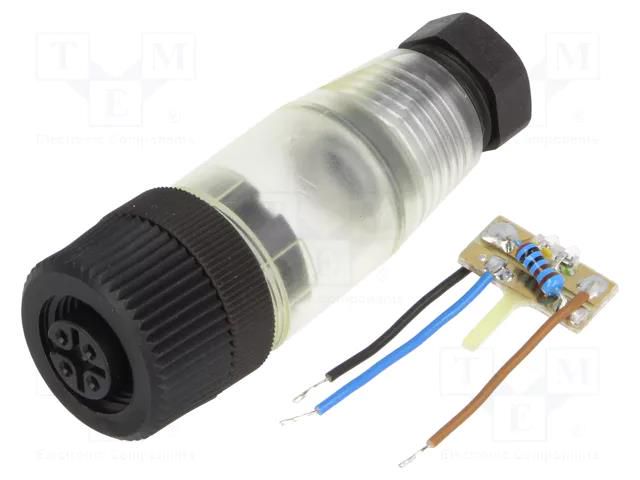 Connector: M12; plug; PIN: 4; female; 30V; straight; IP67; for cable IFM ELECTRONIC E10136