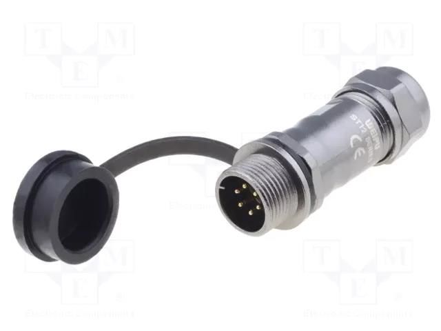 Connector: circular; plug; male; PIN: 6; IP67; ST12; 5÷8mm; 5A; 125V WEIPU ST1211/P6