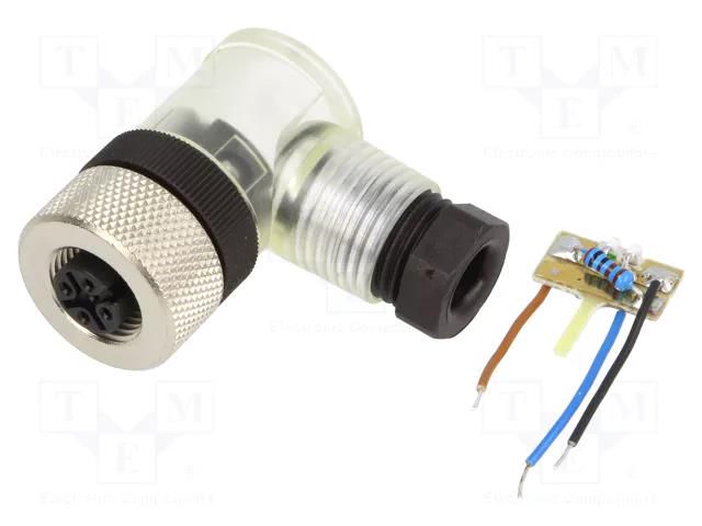 Connector: M12; plug; PIN: 4; female; 30V; angled 90°; IP68; 4A; 4÷6mm IFM ELECTRONIC E11510