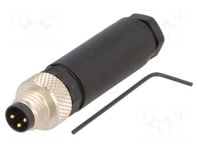 Connector: M8; male; PIN: 3; 40V; IP67; straight; for cable; plug LAPP 22260120