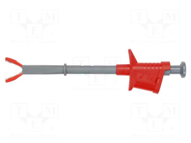 Clip-on probe; crocodile; 20A; red; Plating: nickel plated; 4mm SCHÜTZINGER SKPS7630NI-RT