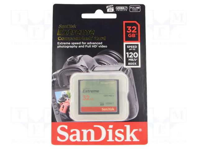 Memory card; Compact Flash; R: 120MB/s; W: 60MB/s; 32GB SANDISK SDCFXSB-032G-G46