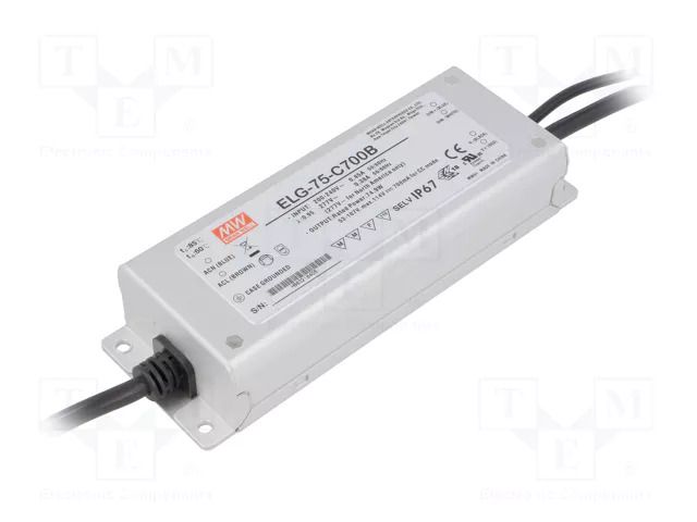 Power supply: switching; LED; 75W; 53÷107VDC; 700mA; 180÷295VAC MEAN WELL ELG-75-C700B