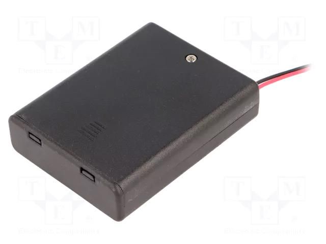 Holder; AAA,R3; Batt.no: 4; cables; 150mm; black; with switch COMF SBH-441AS