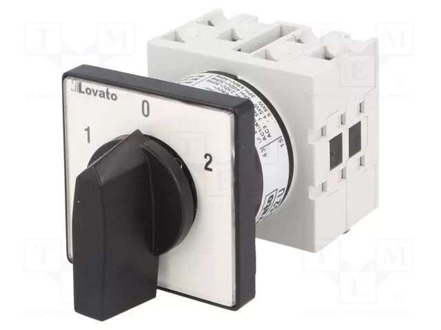 Switch: cam switch; Stabl.pos: 3; 16A; 1-0-2; panel; Poles: 2; Pos: 3 LOVATO ELECTRIC GX1652U