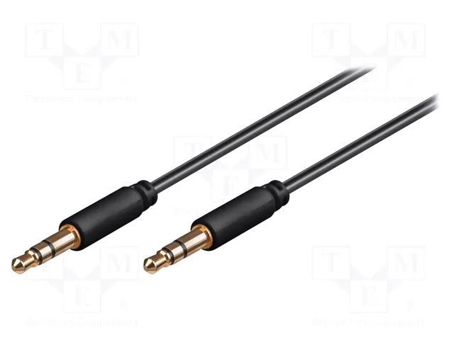 Cable; Jack 3.5mm 3pin plug,both sides; 1.5m; black; Øout: 2.6mm GOOBAY AVK-183-150BK