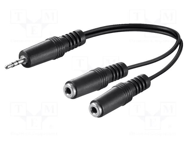 Cable; Jack 3.5mm 2pin socket x2,Jack 3.5mm 3pin plug; 0.2m Goobay AVK-318-0020