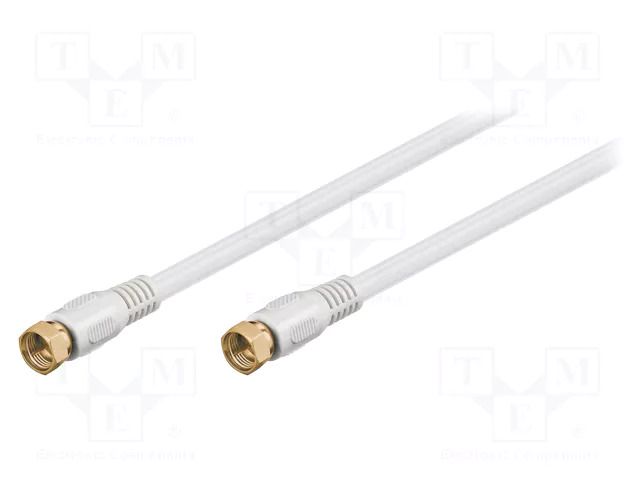 Cable; 5m; F plug,both sides; shielded connectors; white; 75Ω GOOBAY BKF-0500G
