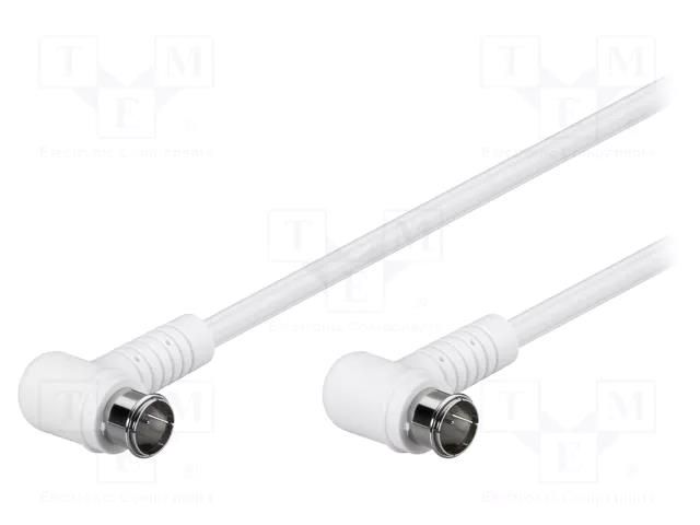 Cable; 2.5m; F plug angular "quick",both sides; white; 75Ω Goobay BQFW-0250