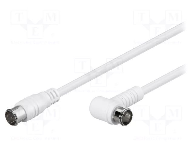 Cable; 1.5m; F plug "quick",F plug angular "quick"; white; 75Ω GOOBAY BQFWG-0150