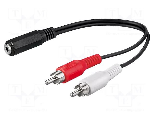 Cable; Jack 3.5mm 3pin socket,RCA plug x2; 1.4m; black Goobay CABLE-407/1.4