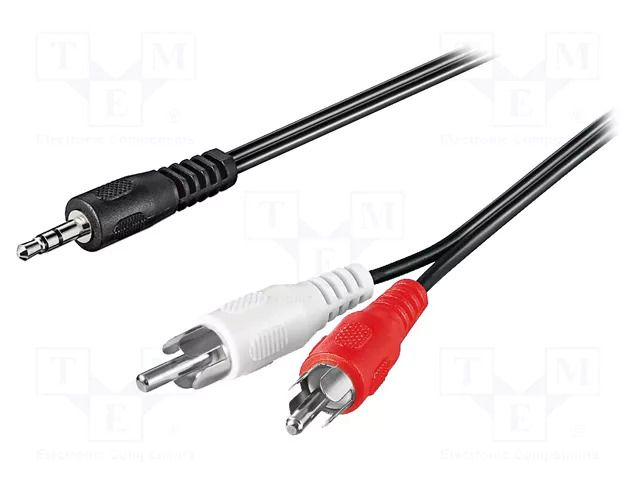 Cable; Jack 3.5mm 3pin plug,RCA plug x2; 1m; black; shielded GOOBAY CABLE-458HQ/1