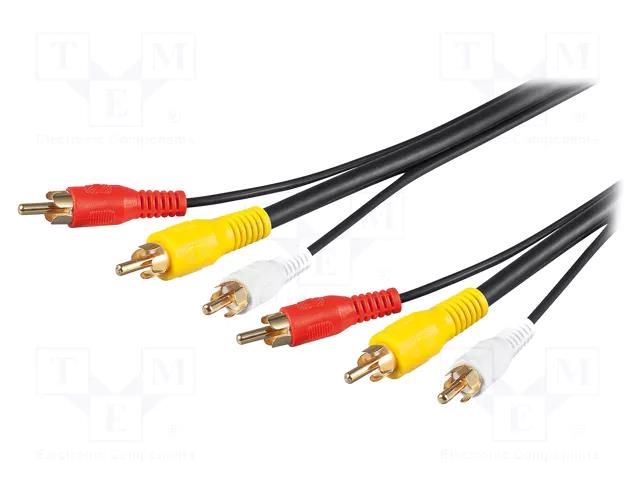 Cable; RCA plug x3,both sides; 1.5m; Plating: gold-plated Goobay CABLE-522