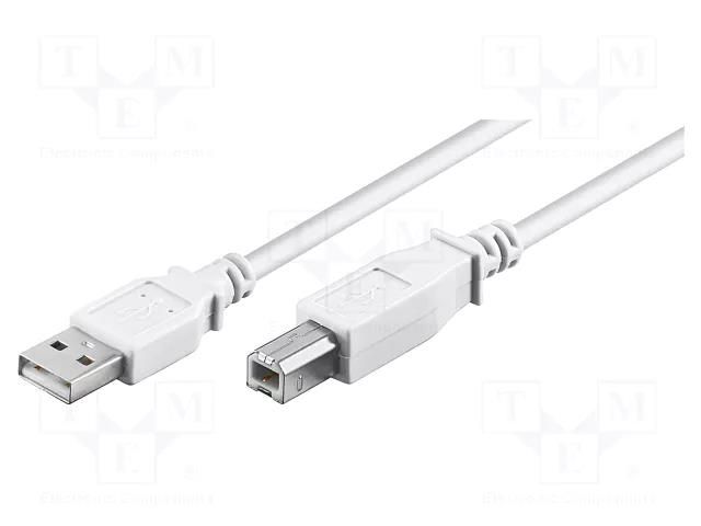 Cable; USB 2.0; USB A plug,USB B plug; 1m; white; 480Mbps Goobay CUSB-AM/BM-1.0WH