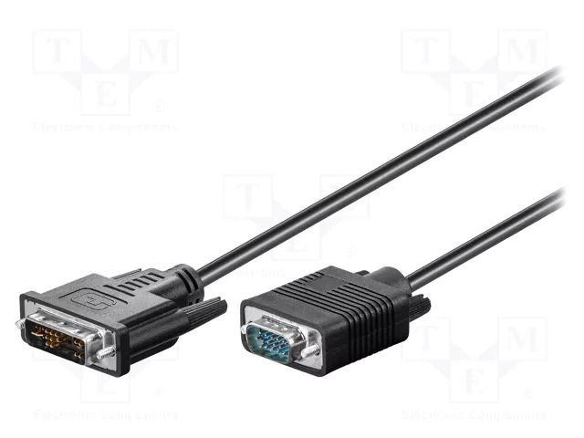 Cable; D-Sub 15pin HD plug,DVI-I (12+5) plug; 3m; black GOOBAY DVI-VGA/3