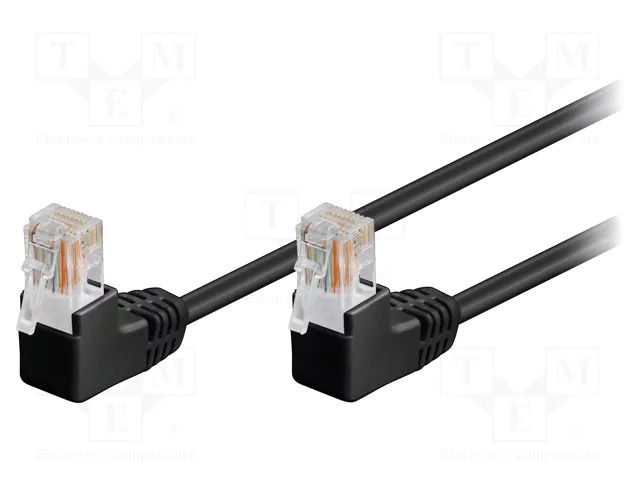 Patch cord; RJ45 down angled plug,both sides; U/UTP; 5e; CCA; 3m GOOBAY U/UTP5-2X90-030BK