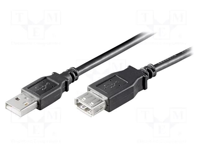 Cable; USB 2.0; USB A socket,USB A plug; 0.3m; black; Core: Cu Goobay USB-EXT/0.3BK