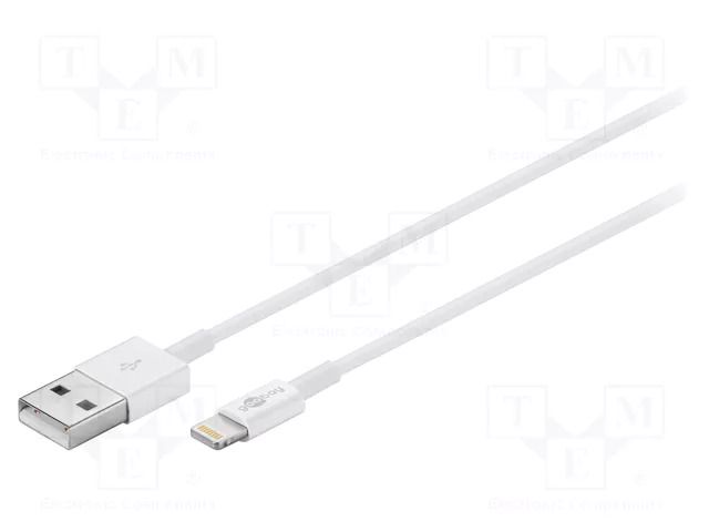 Cable; USB 2.0; Apple Lightning plug,USB A plug; 2m; white GOOBAY USB-LIGHT/2.0WH