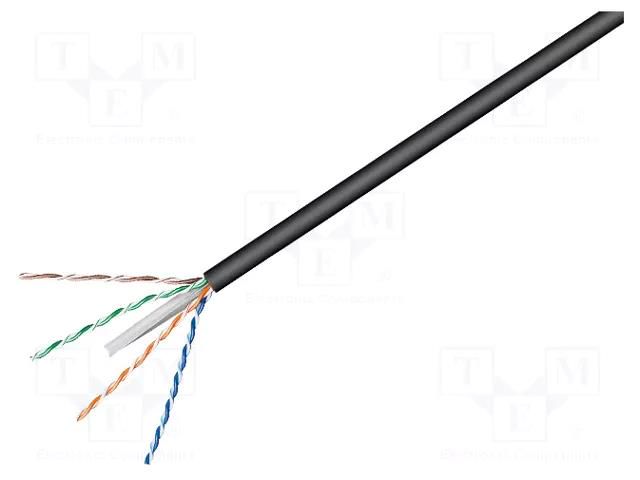 Wire; U/UTP; 4x2x23AWG; 6; outdoor; wire; CCA; PE; black; 100m Goobay U/UTP6-SCCA-100-O