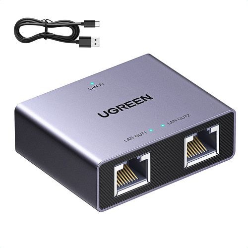Gigabit Ethernet Splitter 1 to 2 RJ45 (8P8C), Silver UGREEN/45311 6941876243112