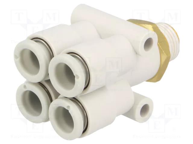 Push-in fitting; threaded; -1÷10bar; brass,polypropylene SMC KQ2UD06-01AS