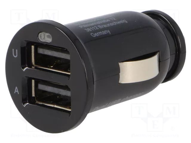 USB power supply; USB A socket x2; Sup.volt: 12VDC; black GOOBAY CAR-310