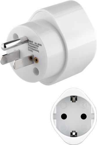 Travel Adapter Europe to USA/Japan, white - for connecting devices from Europe (Type F) to sockets in USA/Japan (Type B) 45355