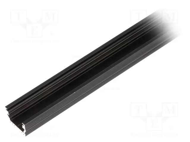 Profiles for LED modules; black; L: 1m; UNI12; aluminium; surface TOPMET TOP-UNI12/BK-1M