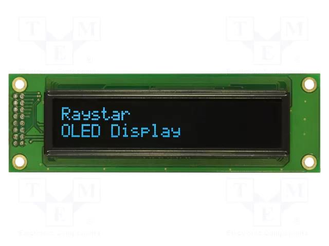 Display: OLED; alphanumeric; 20x2; Dim: 116x37x9.8mm; blue; PIN: 16 RAYSTAR OPTRONICS REC002002ABPP5N01